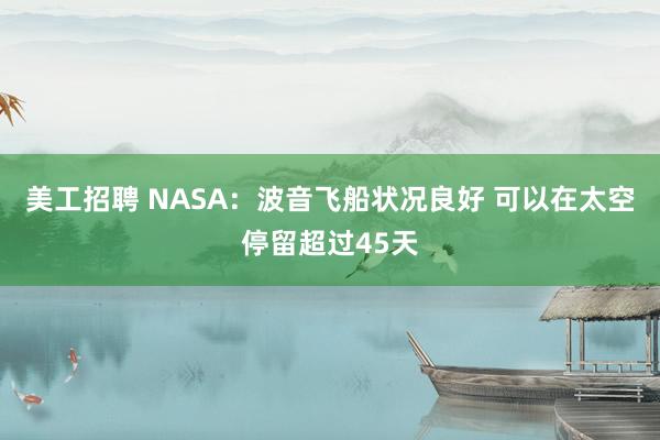 美工招聘 NASA：波音飞船状况良好 可以在太空停留超过45天