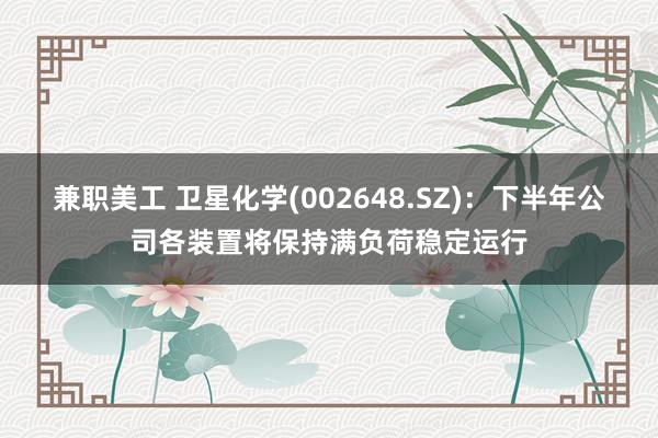 兼职美工 卫星化学(002648.SZ)：下半年公司各装置将保持满负荷稳定运行