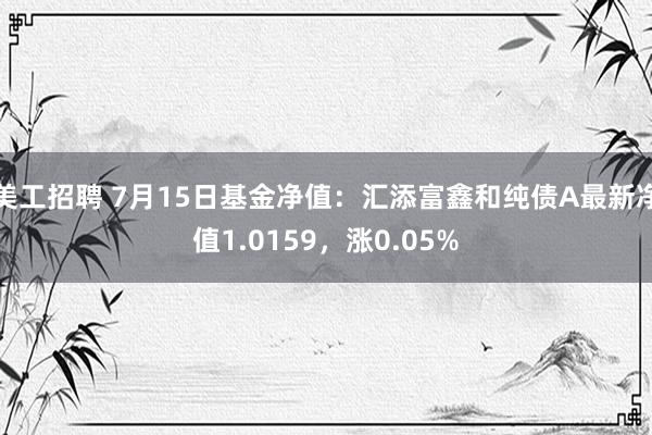 美工招聘 7月15日基金净值：汇添富鑫和纯债A最新净值1.0159，涨0.05%